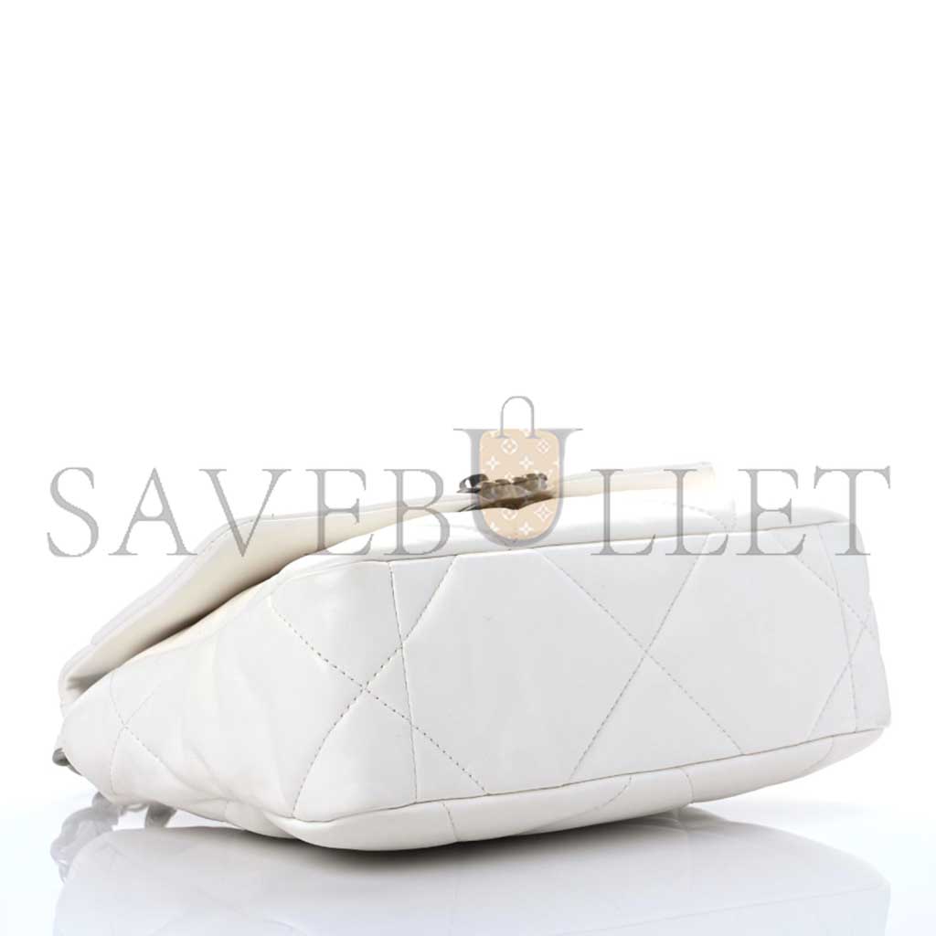 Ch*el lambskin quilted medium Ch*el 19 flap white as1160 (26*16*9cm)